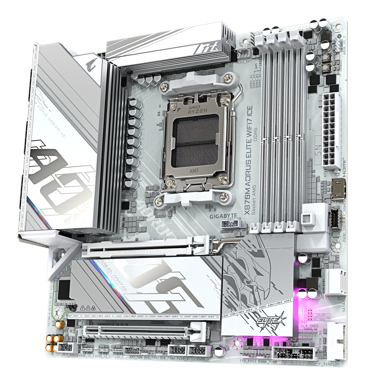GIGABYTE X870M AORUS ELITE WIFI7 ICE AMD X870 Socket AM5 micro ATX - Afbeelding 4