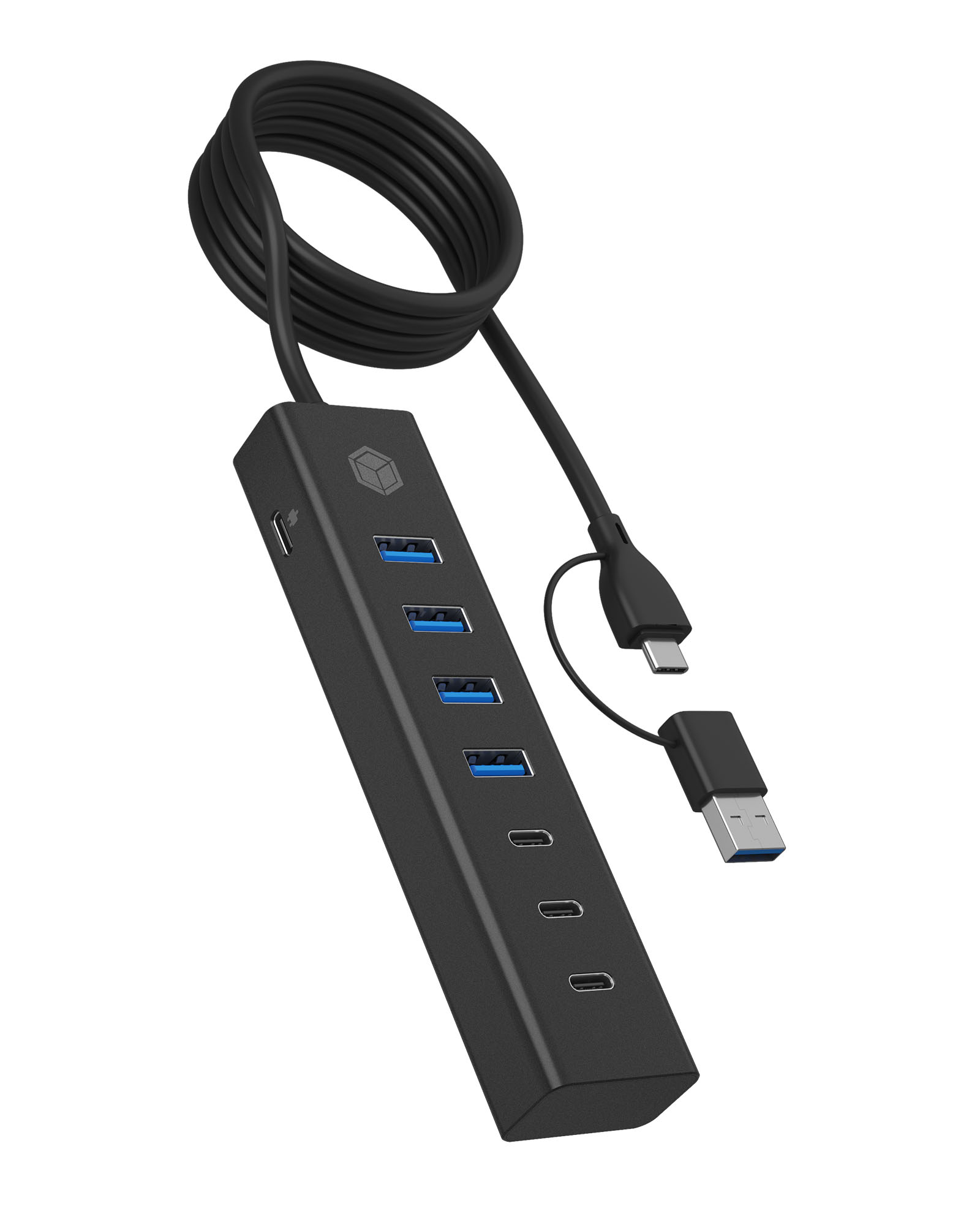 ICY BOX IB-HUB1737-C3 USB 3.2 Gen 1 (3.1 Gen 1) Type-C 5000 Mbit/s Zwart - Afbeelding 2