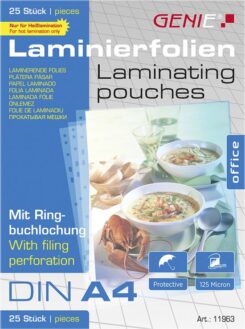 GENIE Laminiertaschen 25 A4 - Folien met Ringbuchlochung