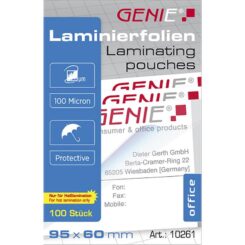 GENIE Laminiertaschen 100 im visitekaartformaat - Folien