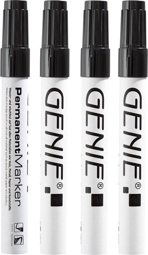 GENIE P-markeer stift Rund-Spitze Metall zwart. 4 Stk.
