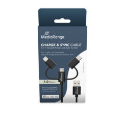MediaRange 3-in-1 Kabel, micro USB, USB-C und Lightning, sw