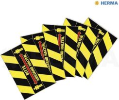 HERMA Hinweisetiketten Abstand zwart/geel Text/Pict. 5Bl.