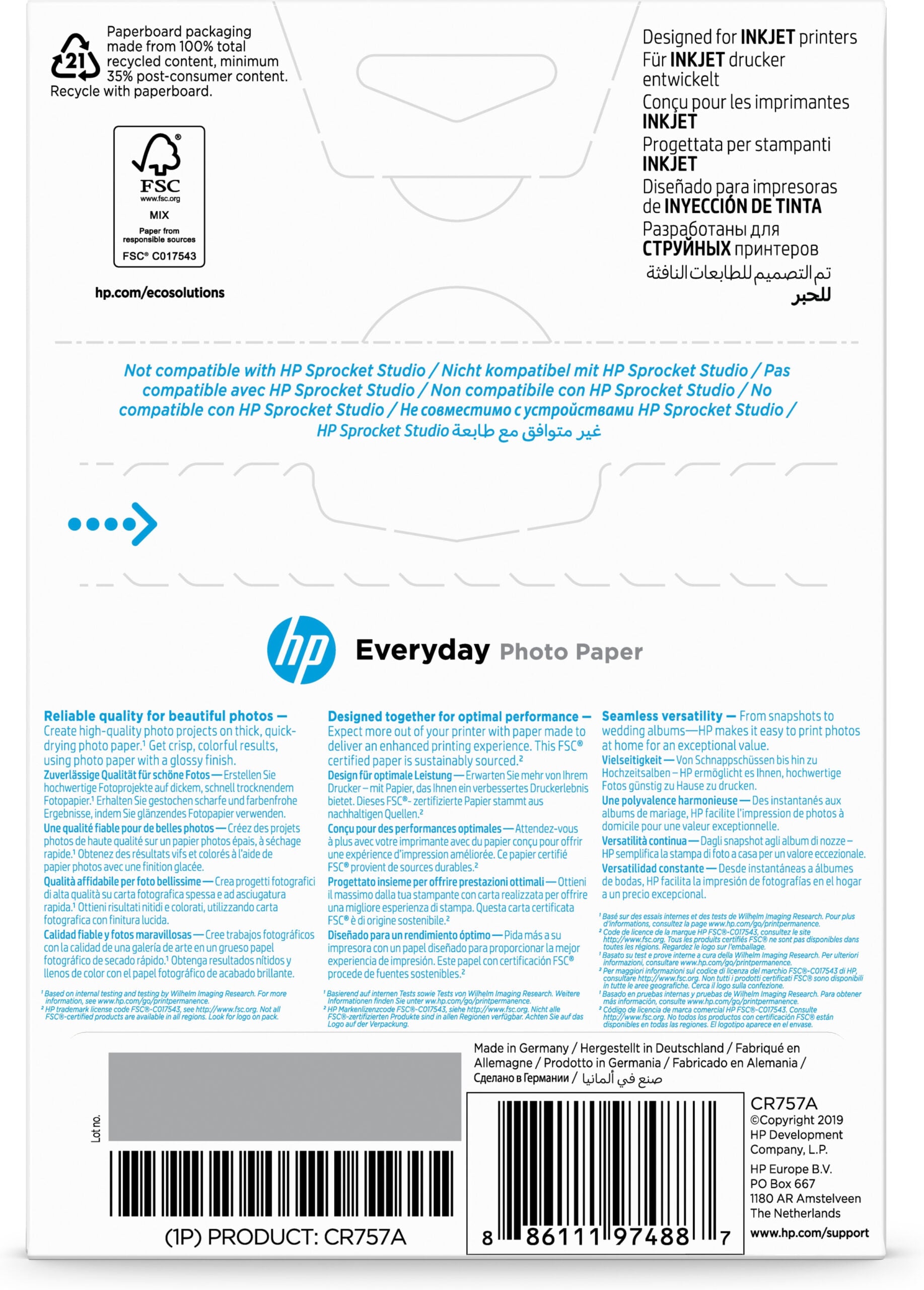 HP Everyday fotopapier, glanzend, 200 g/m2, 10 x 15 cm (101 x 152 mm), 100 vellen - Afbeelding 8
