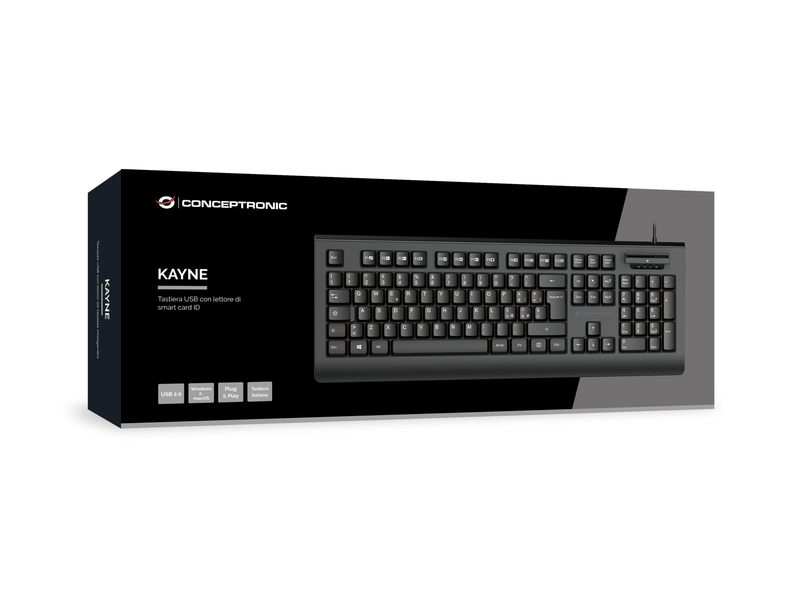 Conceptronic KAYNE01IT toetsenbord Kantoor USB QWERTY Italiaans Zwart - Afbeelding 6