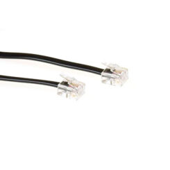 ACT Zwarte 1 meter platte telefoonkabel met RJ11 connectoren - Afbeelding 2