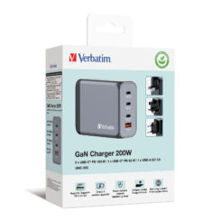 Verbatim 200 W GaN-wandoplader met vier poorten 2 x USB-C PD 100 W / 1 x USB-C PD 65 W / 1 x USB QC 3.0 (EU/VK/VS) - Afbeelding 7