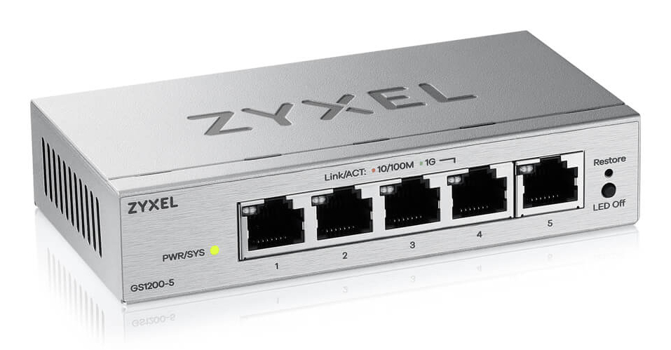Zyxel GS1200-5V3 Managed L2 Gigabit Ethernet (10/100/1000) Desktop Grijs - Afbeelding 3