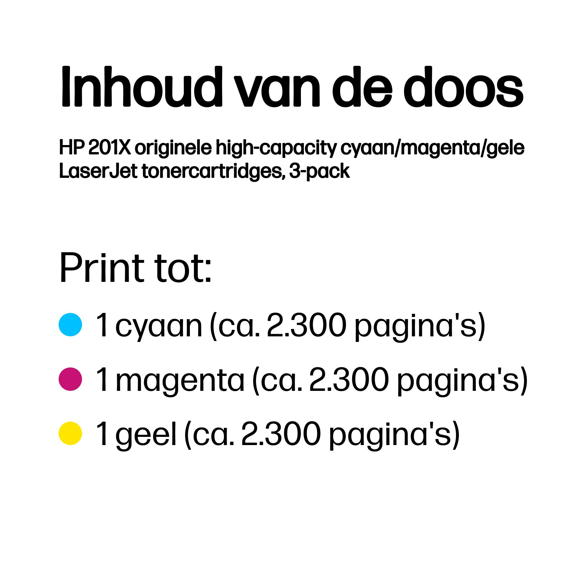 HP 201X originele high-capacity cyaan/magenta/gele LaserJet tonercartridges, 3-pack - Afbeelding 4