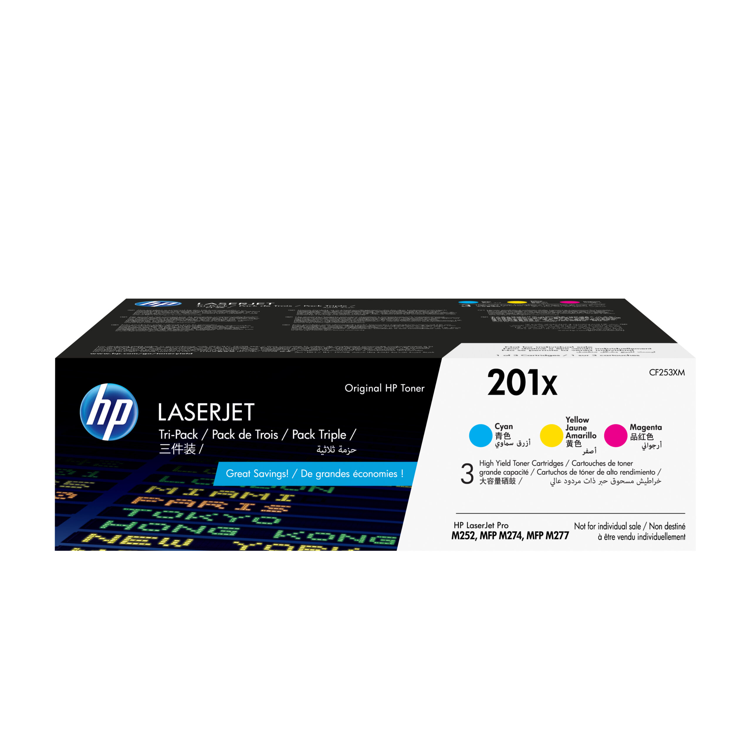 HP 201X originele high-capacity cyaan/magenta/gele LaserJet tonercartridges, 3-pack - Afbeelding 2