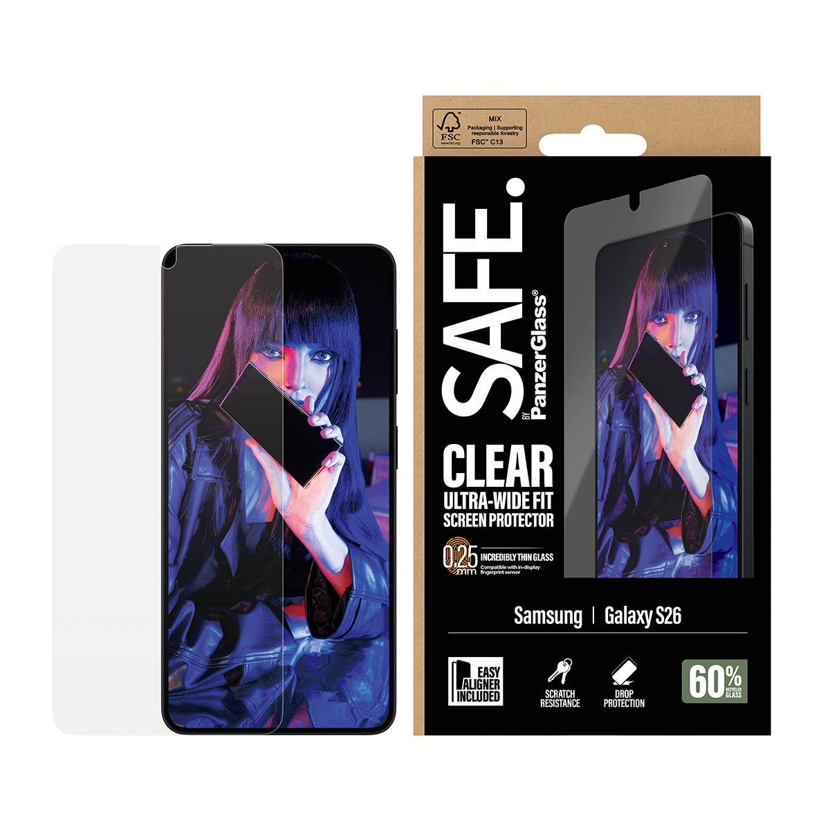 PanzerGlass SAFE. by ® Screen Protector Samsung Galaxy S26 | Ultra-Wide Fit w. EasyAligner Doorzichtige schermbeschermer 1 stuk(s) - Afbeelding 3