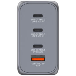 Verbatim 200 W GaN-wandoplader met vier poorten 2 x USB-C PD 100 W / 1 x USB-C PD 65 W / 1 x USB QC 3.0 (EU/VK/VS) - Afbeelding 3