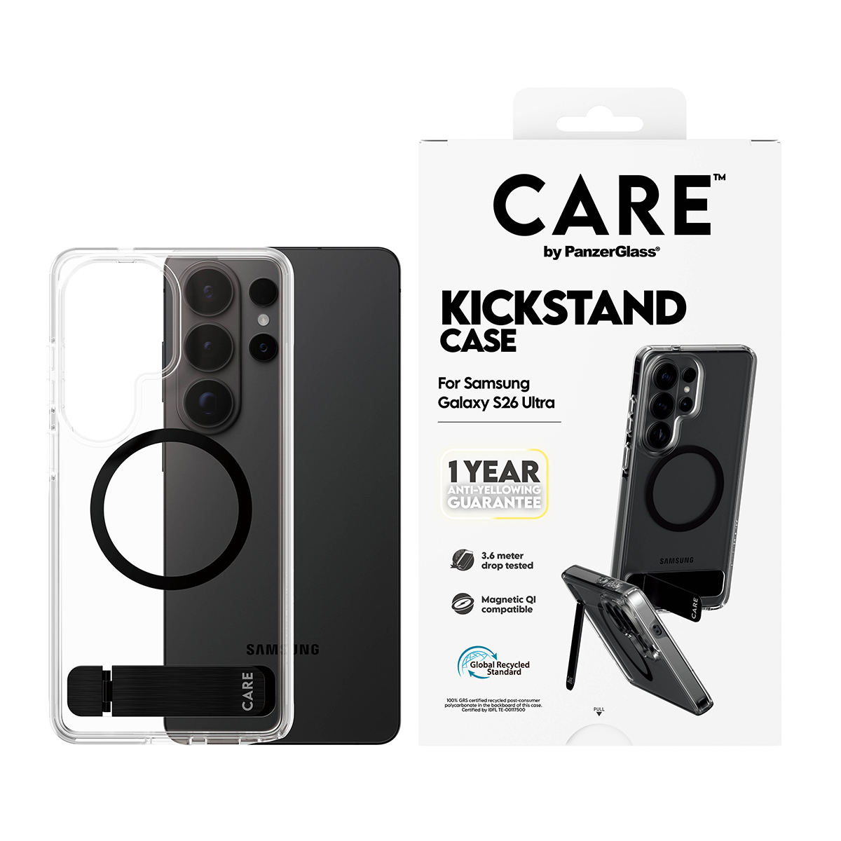 PanzerGlass CARE™ by ® Urban Explorer Case Transparent w. Black Kickstand & Qi Samsung Galaxy S26 Ultra mobiele telefoon behuizingen Hoes Transparant - Afbeelding 3