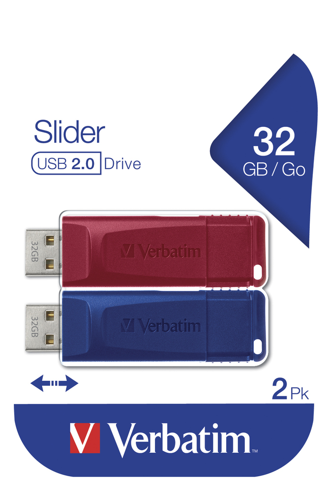 Verbatim Slider - USB-Stick - 2x32 GB - Blauw/Rood - Afbeelding 15