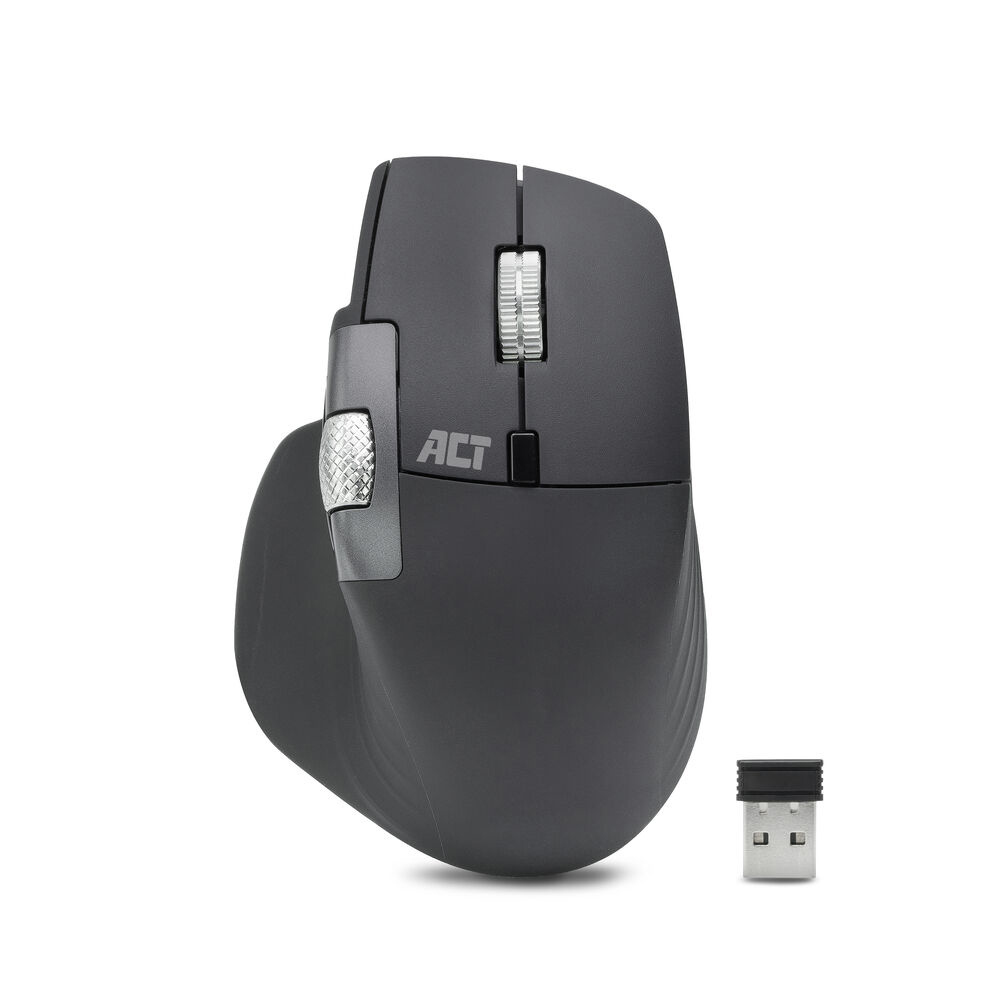 ACT Draadloze multi-connect muis Bluetooth en USB ontvanger, oplaadbaar, 4800 DPI met stille klik, snel scrolwiel en duimscrolwiel, gemaakt van gerecyclede materialen - Afbeelding 2