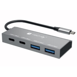 Techly IUSB32C-HUB4AC2 laptop dock & poortreplicator Bedraad USB 3.2 Gen 1 (3.1 Gen 1) Type-C Zilver