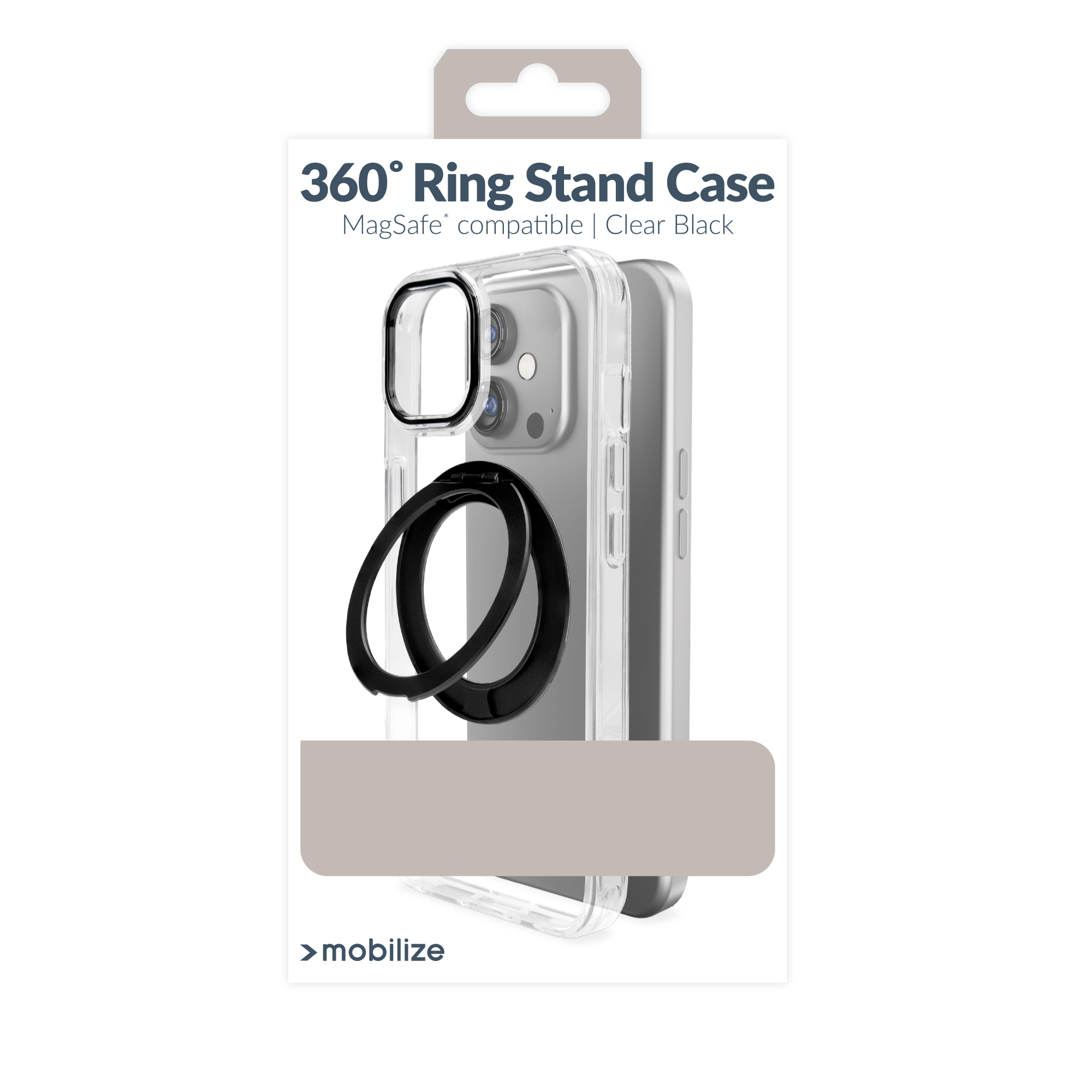 Mobilize MagSafe Compatible 360 Rotating Ring Stand Case Apple iPhone 15 Clear/Black - Afbeelding 9