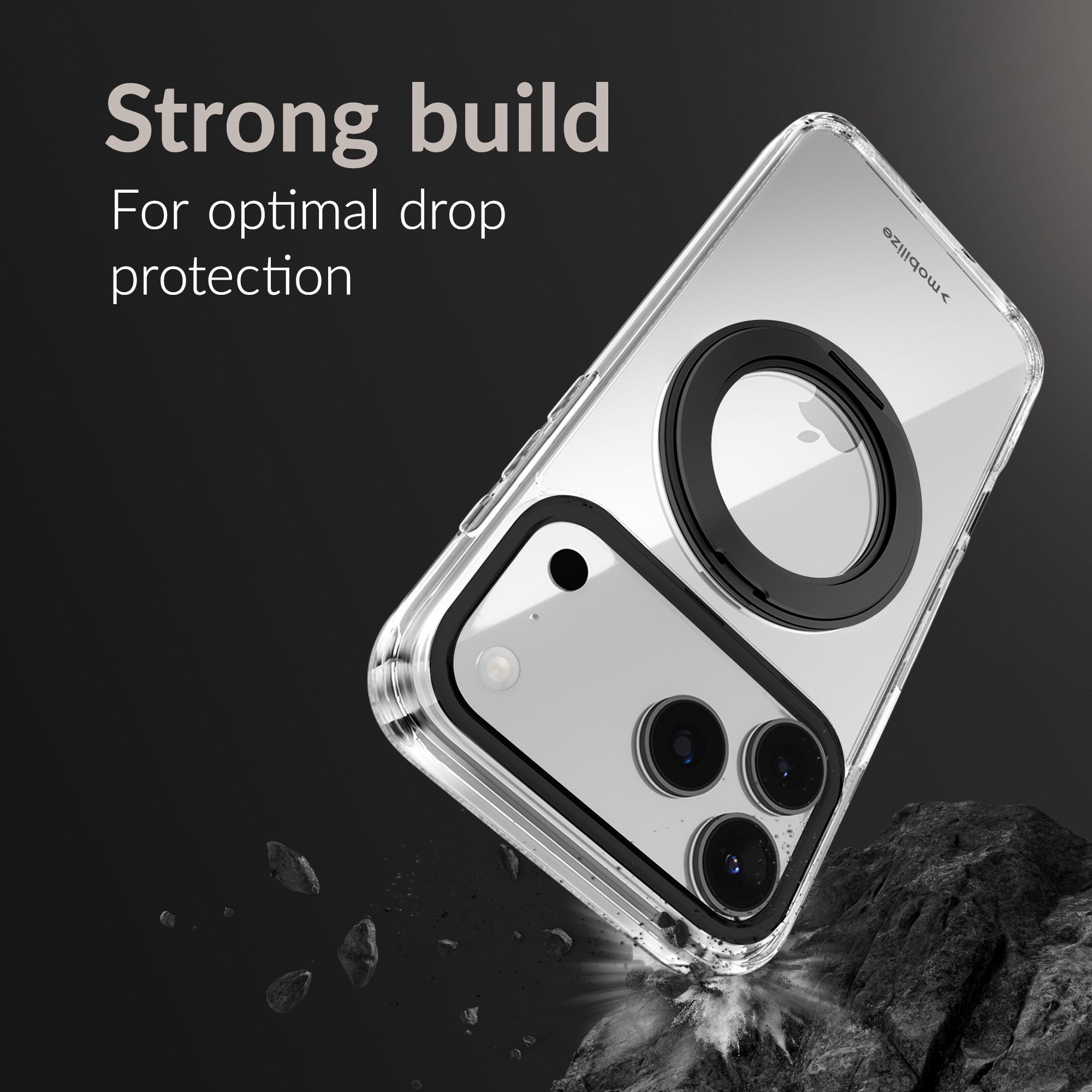 Mobilize MagSafe Compatible 360 Rotating Ring Stand Case Apple iPhone 15 Clear/Black - Afbeelding 3