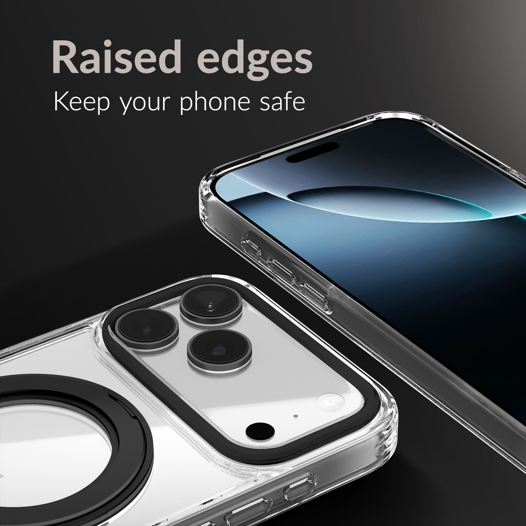 Mobilize MagSafe Compatible 360 Rotating Ring Stand Case Apple iPhone 15 Clear/Black - Afbeelding 5