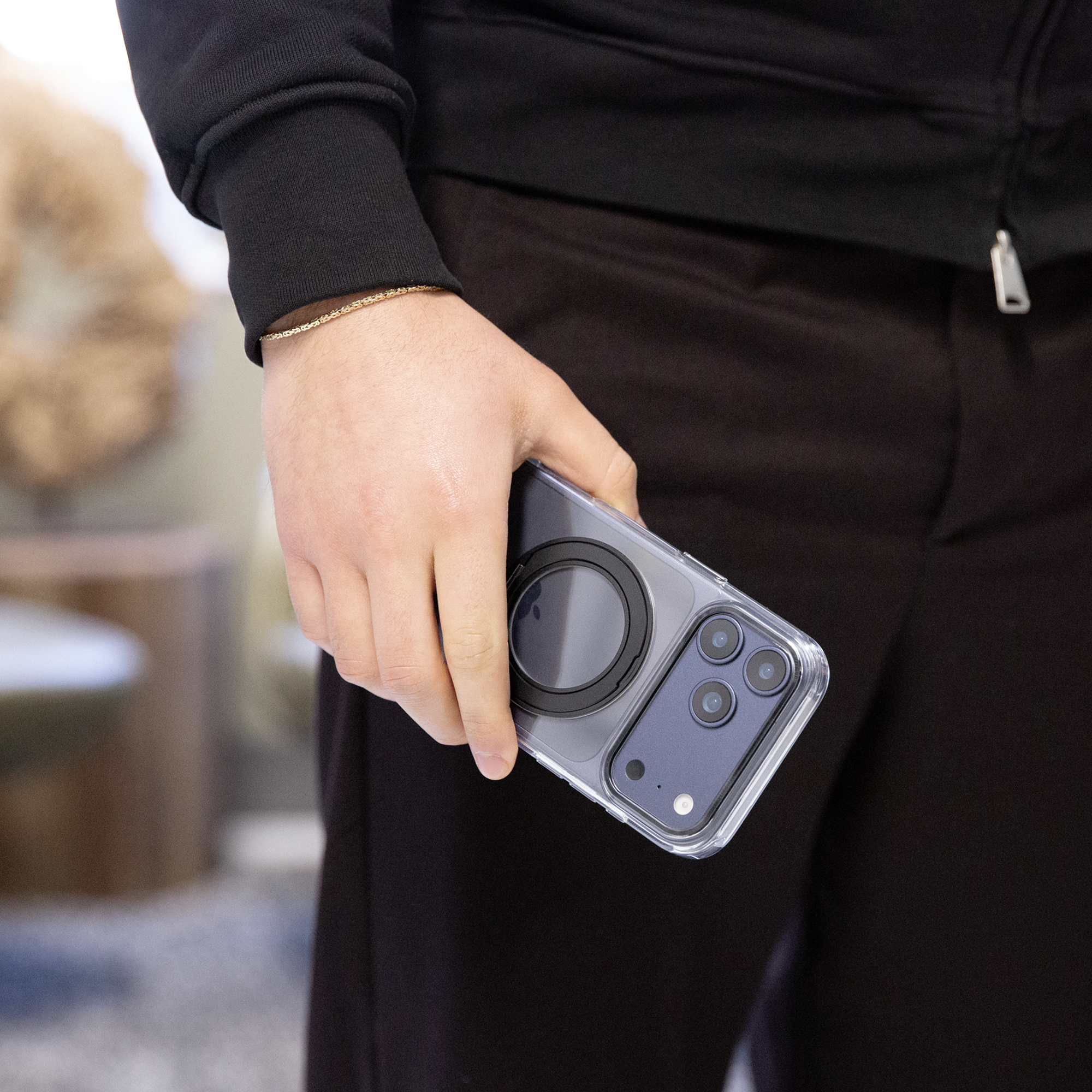 Mobilize MagSafe Compatible 360 Rotating Ring Stand Case Apple iPhone 15 Clear/Black - Afbeelding 8