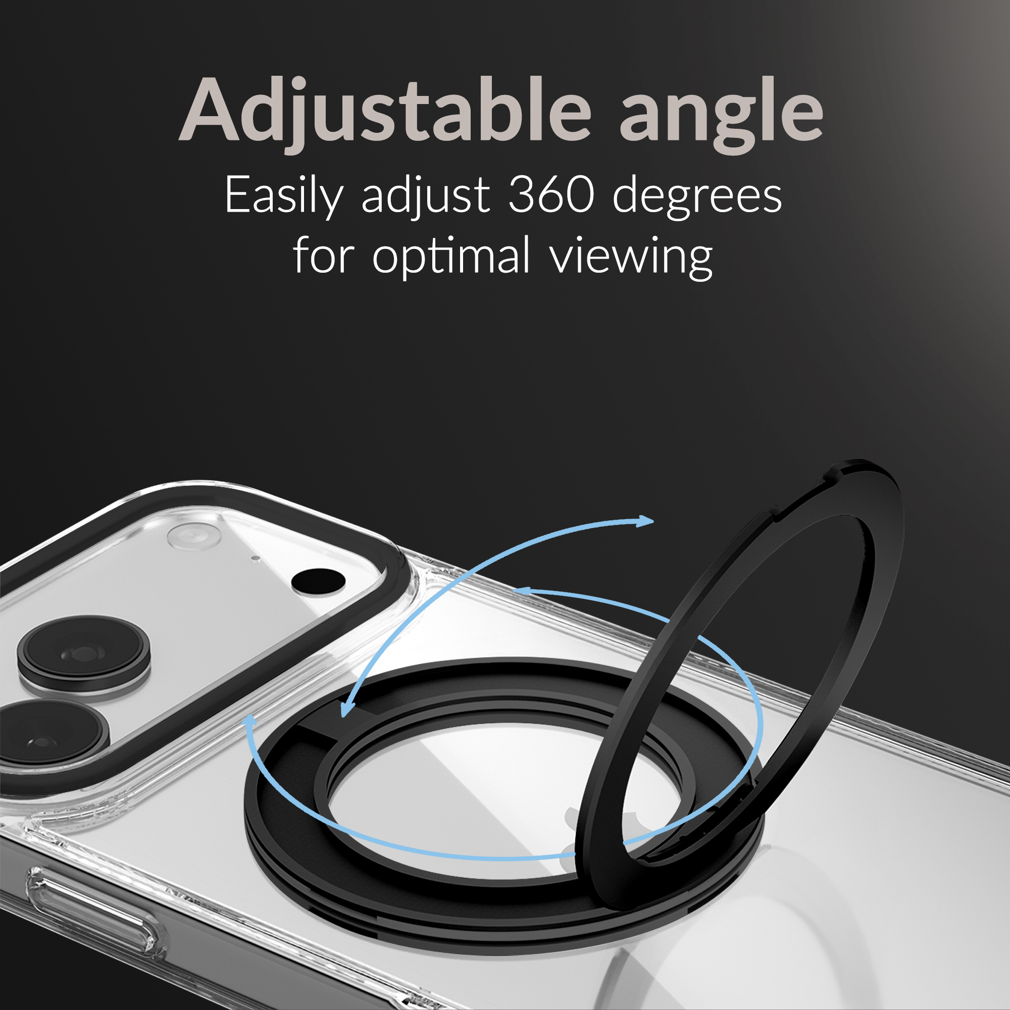 Mobilize MagSafe Compatible 360 Rotating Ring Stand Case Apple iPhone 16 Pro Max Clear/Black - Afbeelding 2