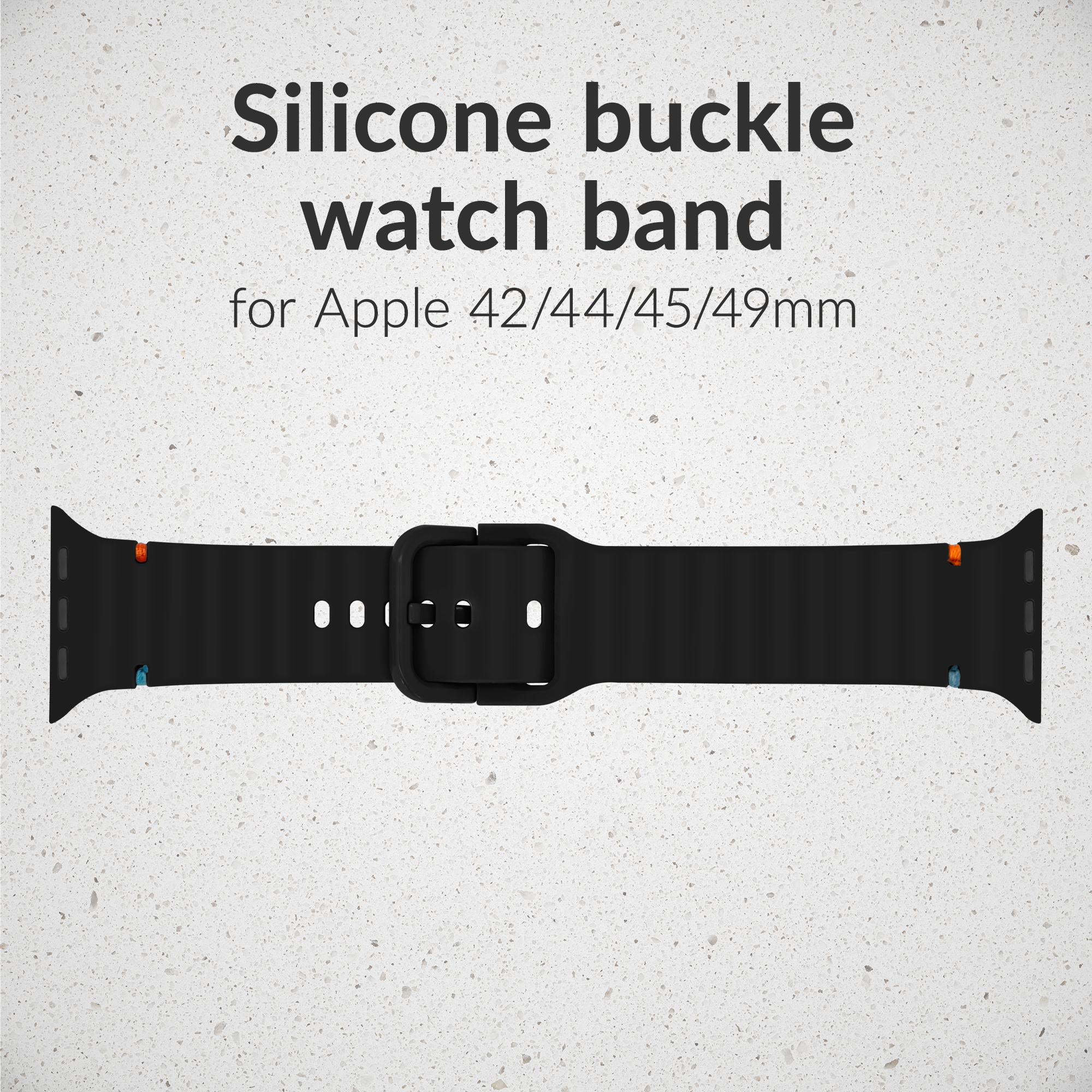 Mobilize Silicon Watch Band - Buckle - for Apple 42/44/45/49mm - Black - Afbeelding 2