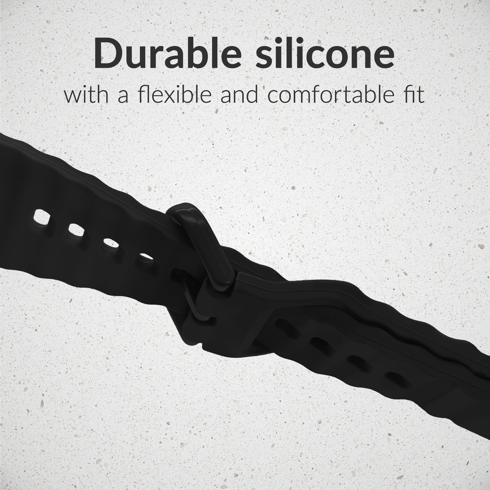 Mobilize Silicon Watch Band - Buckle - for Apple 42/44/45/49mm - Black - Afbeelding 4