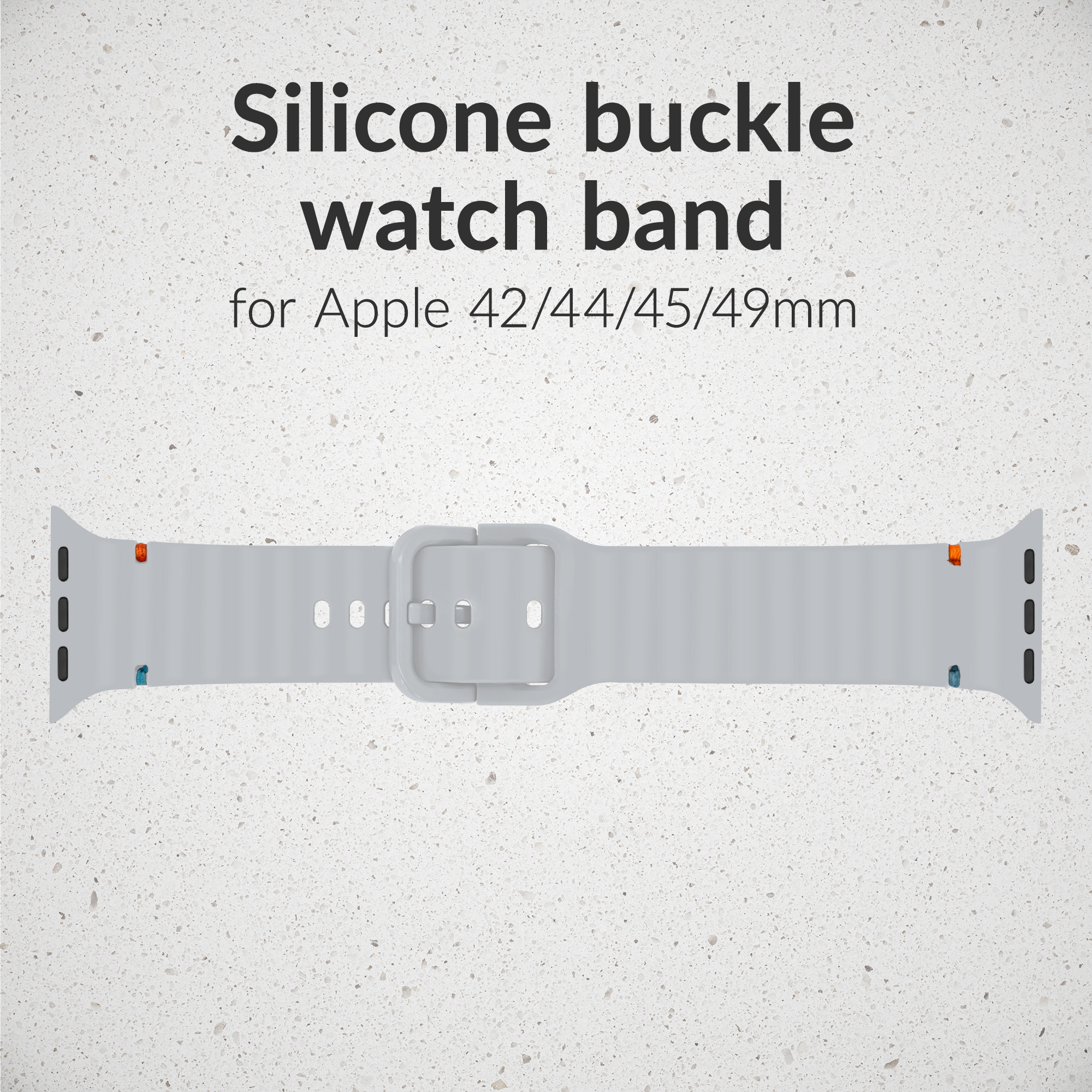 Mobilize Silicon Watch Band - Buckle - for Apple 42/44/45/49mm - Grey - Afbeelding 2