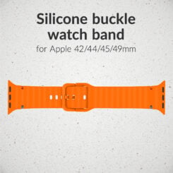 Mobilize Silicon Watch Band - Buckle - for Apple 42/44/45/49mm - Orange - Afbeelding 2