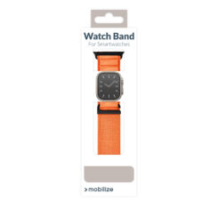 Mobilize Nylon Watch Band - Alpine - Black Connector - for Apple 38/40/41mm - Orange - Afbeelding 9