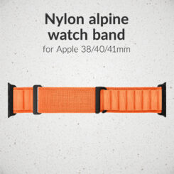 Mobilize Nylon Watch Band - Alpine - Black Connector - for Apple 38/40/41mm - Orange - Afbeelding 2
