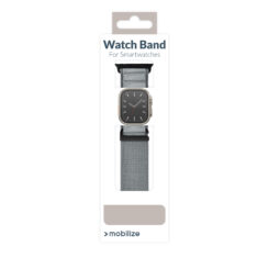 Mobilize Nylon Watch Band - Alpine - Black Connector - for Apple 38/40/41mm - Light Grey - Afbeelding 9