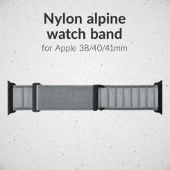 Mobilize Nylon Watch Band - Alpine - Black Connector - for Apple 38/40/41mm - Light Grey - Afbeelding 2