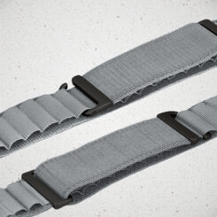 Mobilize Nylon Watch Band - Alpine - Black Connector - for Apple 38/40/41mm - Light Grey - Afbeelding 3