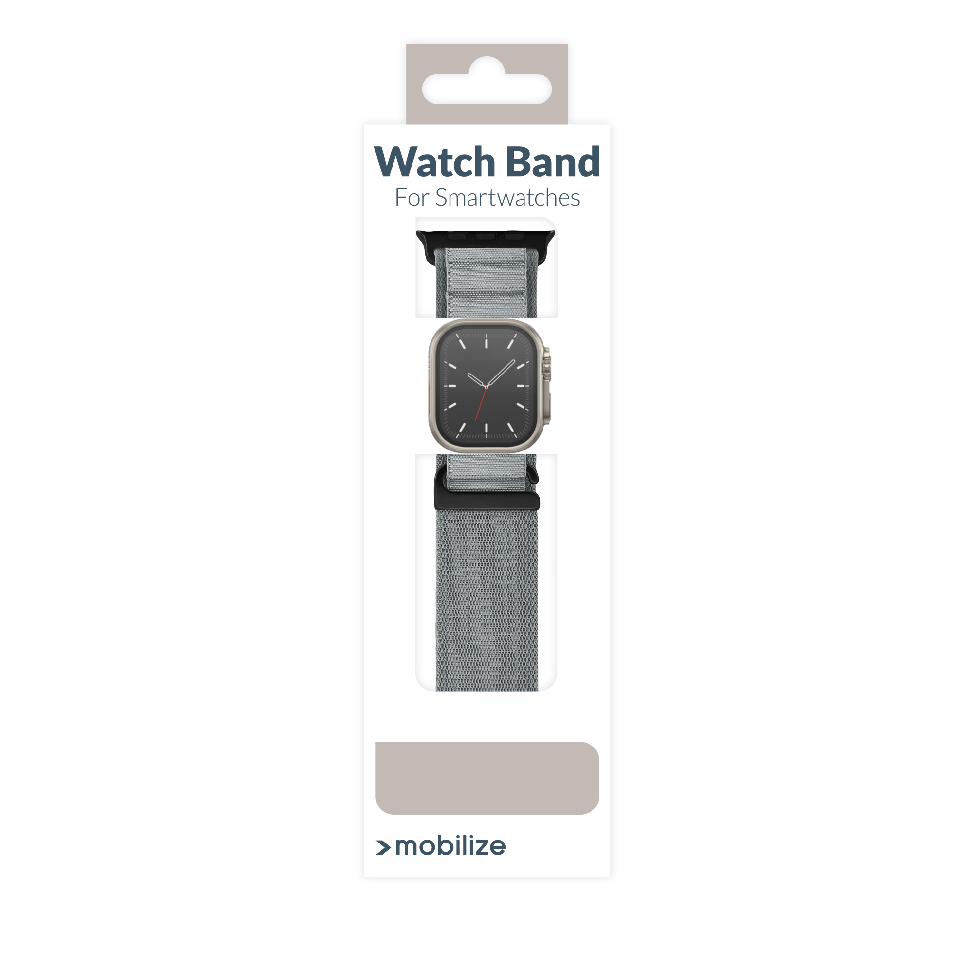 Mobilize Nylon Watch Band - Alpine - Black Connector - for Apple 42/44/45/49mm - Light Grey - Afbeelding 9