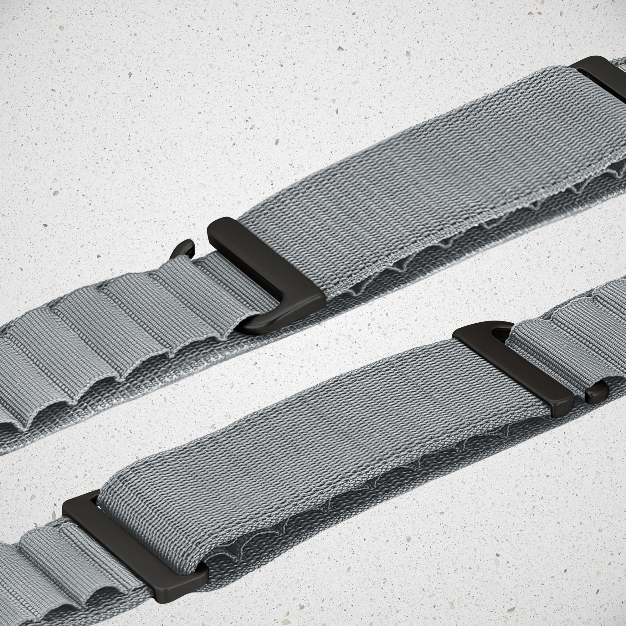 Mobilize Nylon Watch Band - Alpine - Black Connector - for Apple 42/44/45/49mm - Light Grey - Afbeelding 3