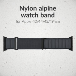 Mobilize Nylon Watch Band - Alpine - Black Connector - for Apple 42/44/45/49mm - Dark Grey - Afbeelding 2