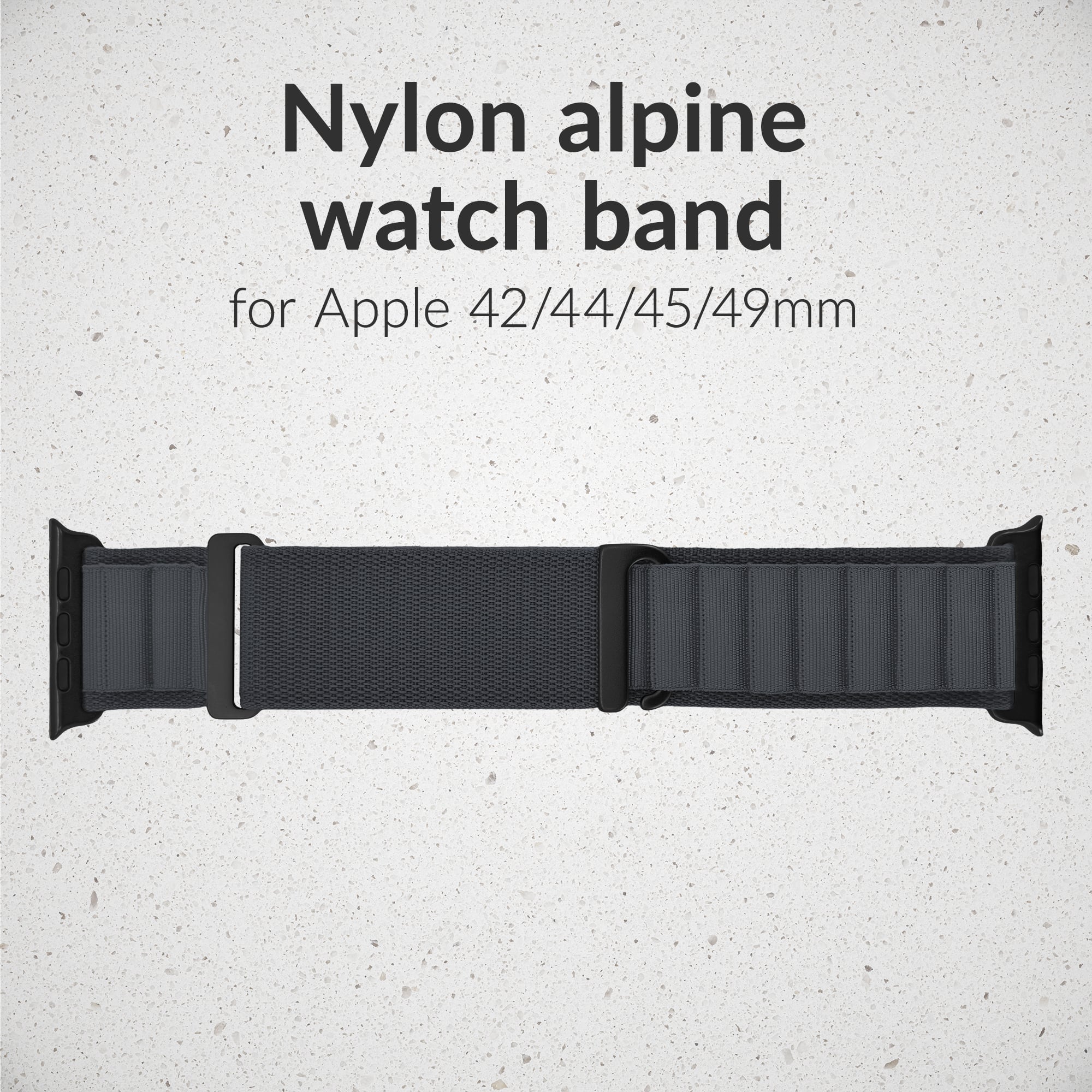 Mobilize Nylon Watch Band - Alpine - Black Connector - for Apple 42/44/45/49mm - Dark Grey - Afbeelding 2