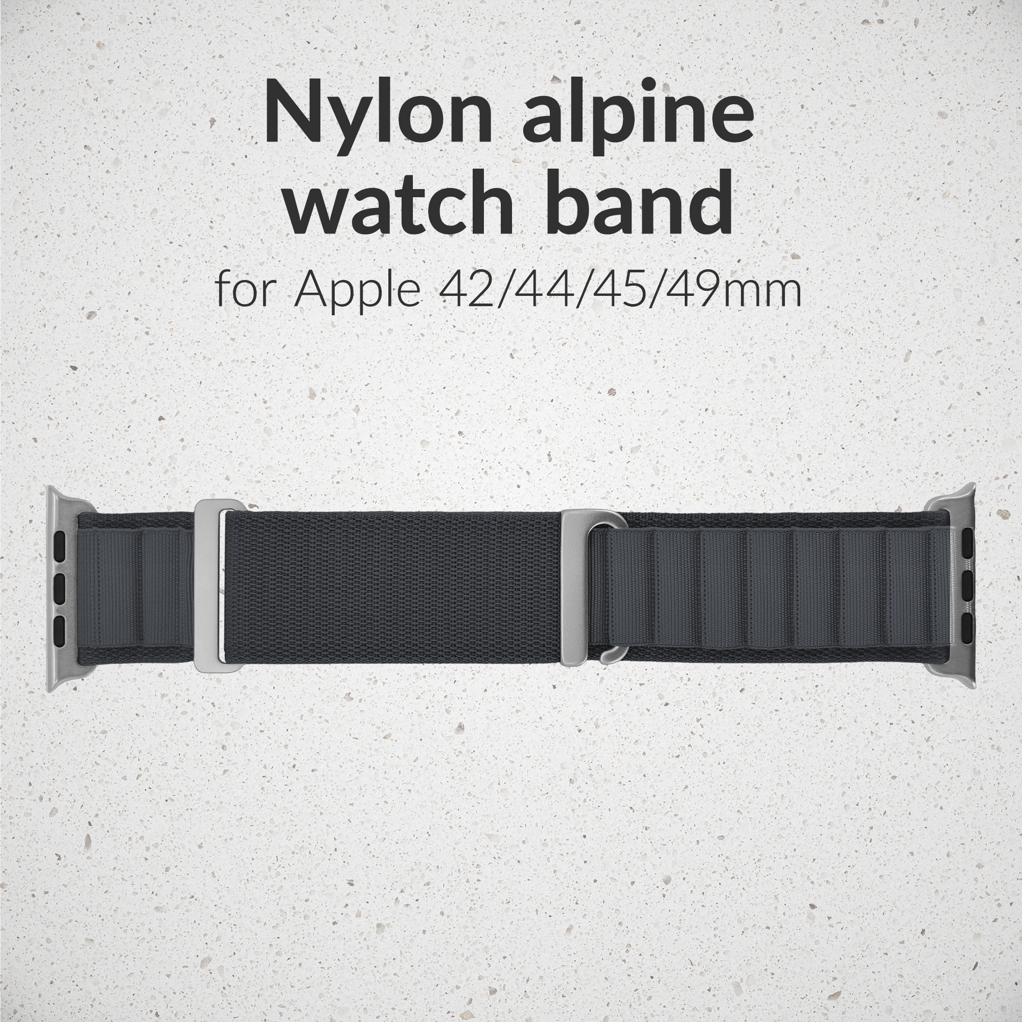 Mobilize Nylon Watch Band - Alpine - Titanium Connector - for Apple 42/44/45/49mm - Dark Grey - Afbeelding 2