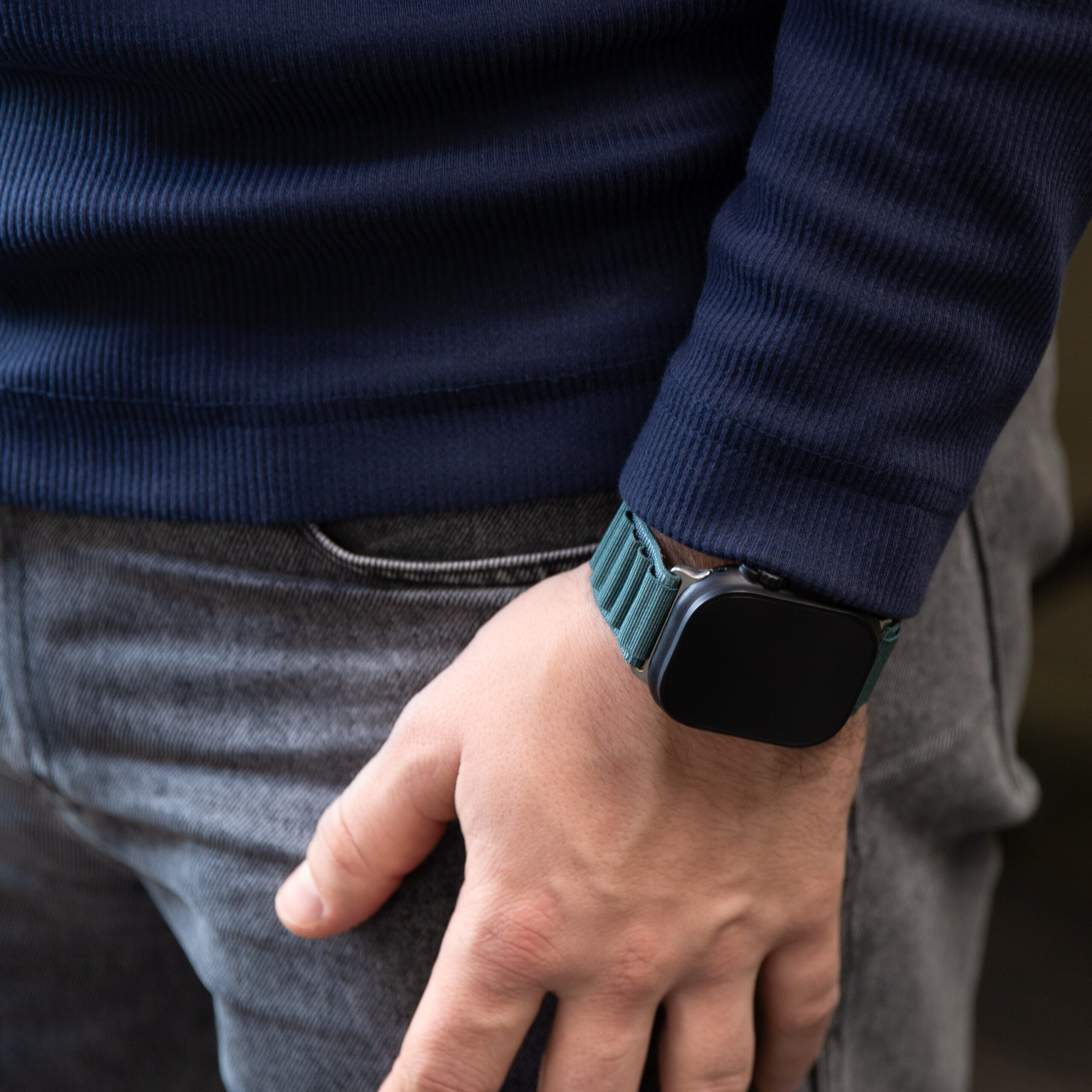Mobilize Nylon Watch Band - Alpine - Titanium Connector - for Apple 42/44/45/49mm - Dark Grey - Afbeelding 7