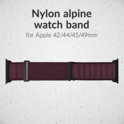 Mobilize Nylon Watch Band - Alpine - Black Connector - for Apple 42/44/45/49mm - Bordeaux - Afbeelding 2