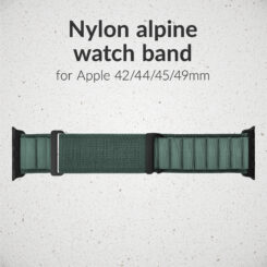 Mobilize Nylon Watch Band - Alpine - Black Connector - for Apple 42/44/45/49mm - Green - Afbeelding 2