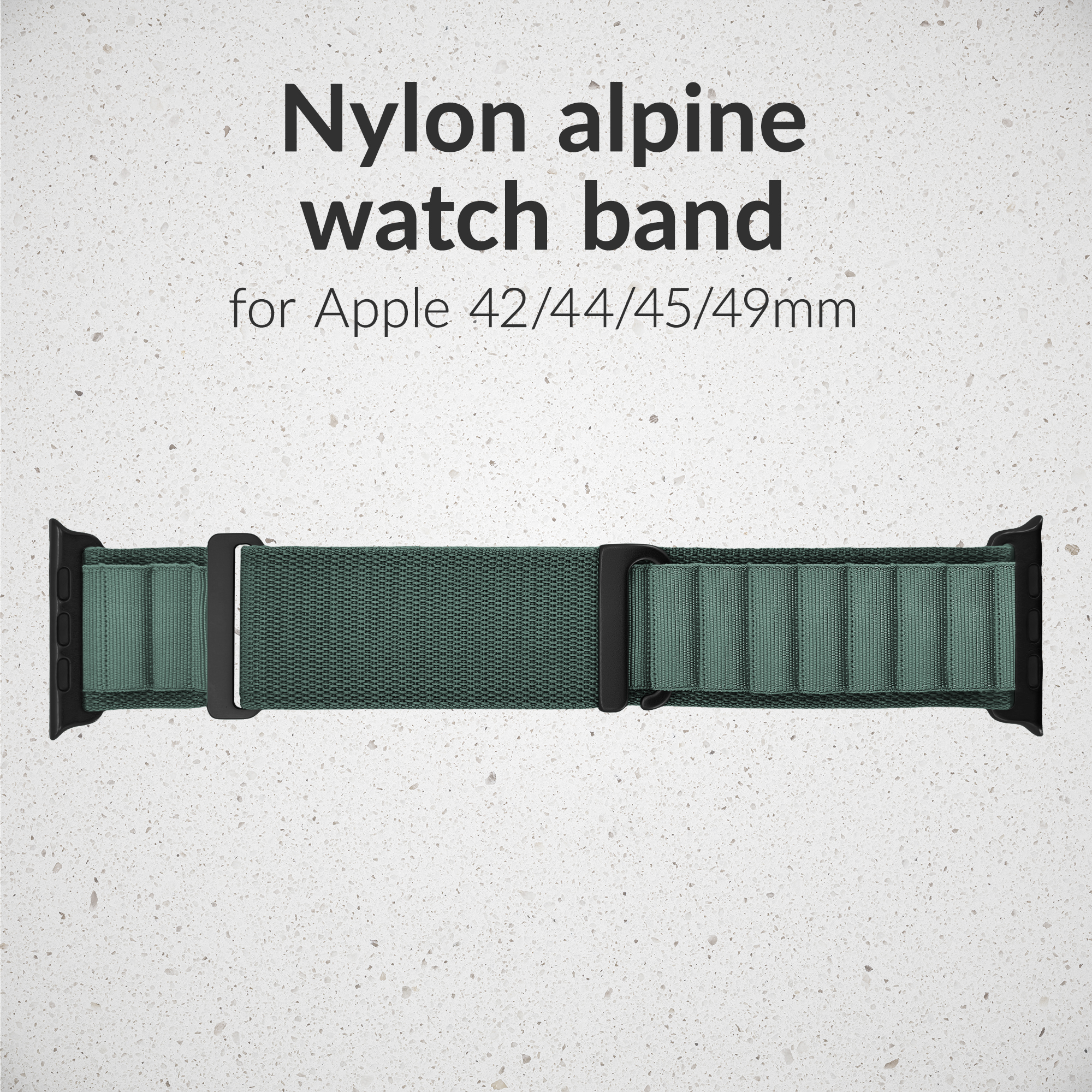 Mobilize Nylon Watch Band - Alpine - Black Connector - for Apple 42/44/45/49mm - Green - Afbeelding 2