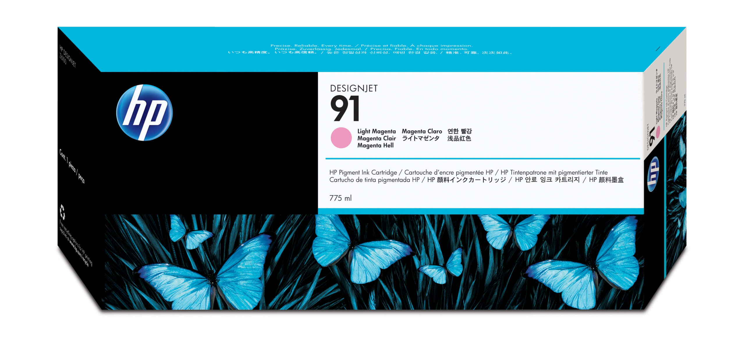 HP 91 775 ml pigmentinktcartridges voor DesignJet, lichtmagenta - Afbeelding 2