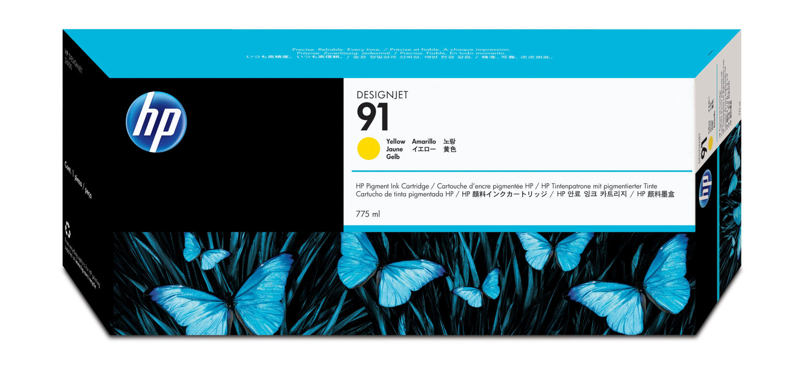 HP 91 gele pigmentinktcartridge, 775 ml - Afbeelding 2