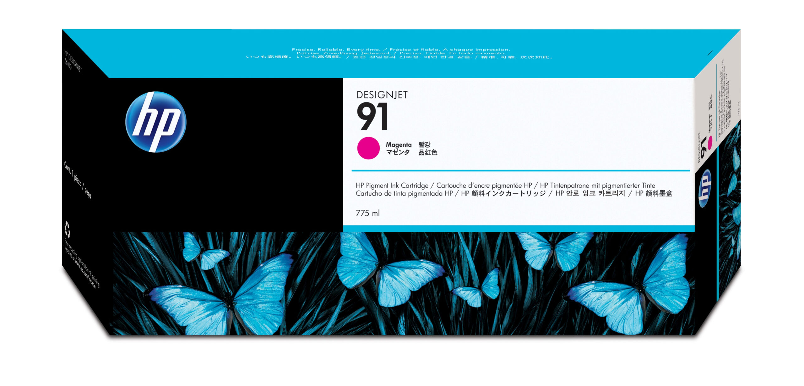 HP 91 775 ml pigmentinktcartridges voor DesignJet, magenta - Afbeelding 2
