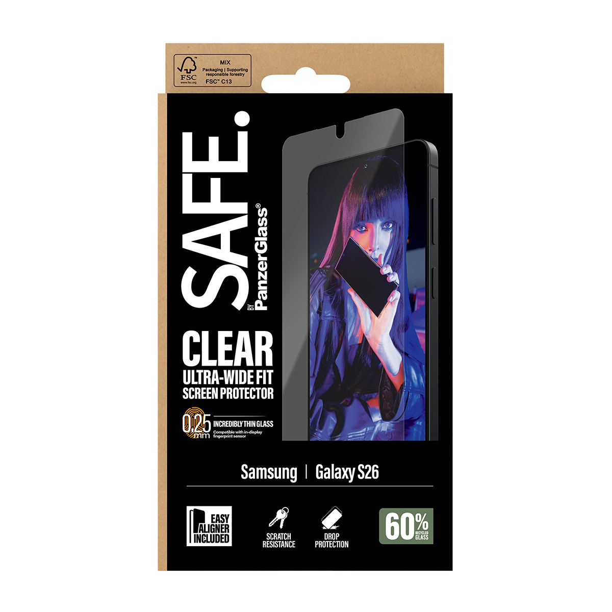 PanzerGlass SAFE. by ® Screen Protector Samsung Galaxy S26 | Ultra-Wide Fit w. EasyAligner Doorzichtige schermbeschermer 1 stuk(s) - Afbeelding 4