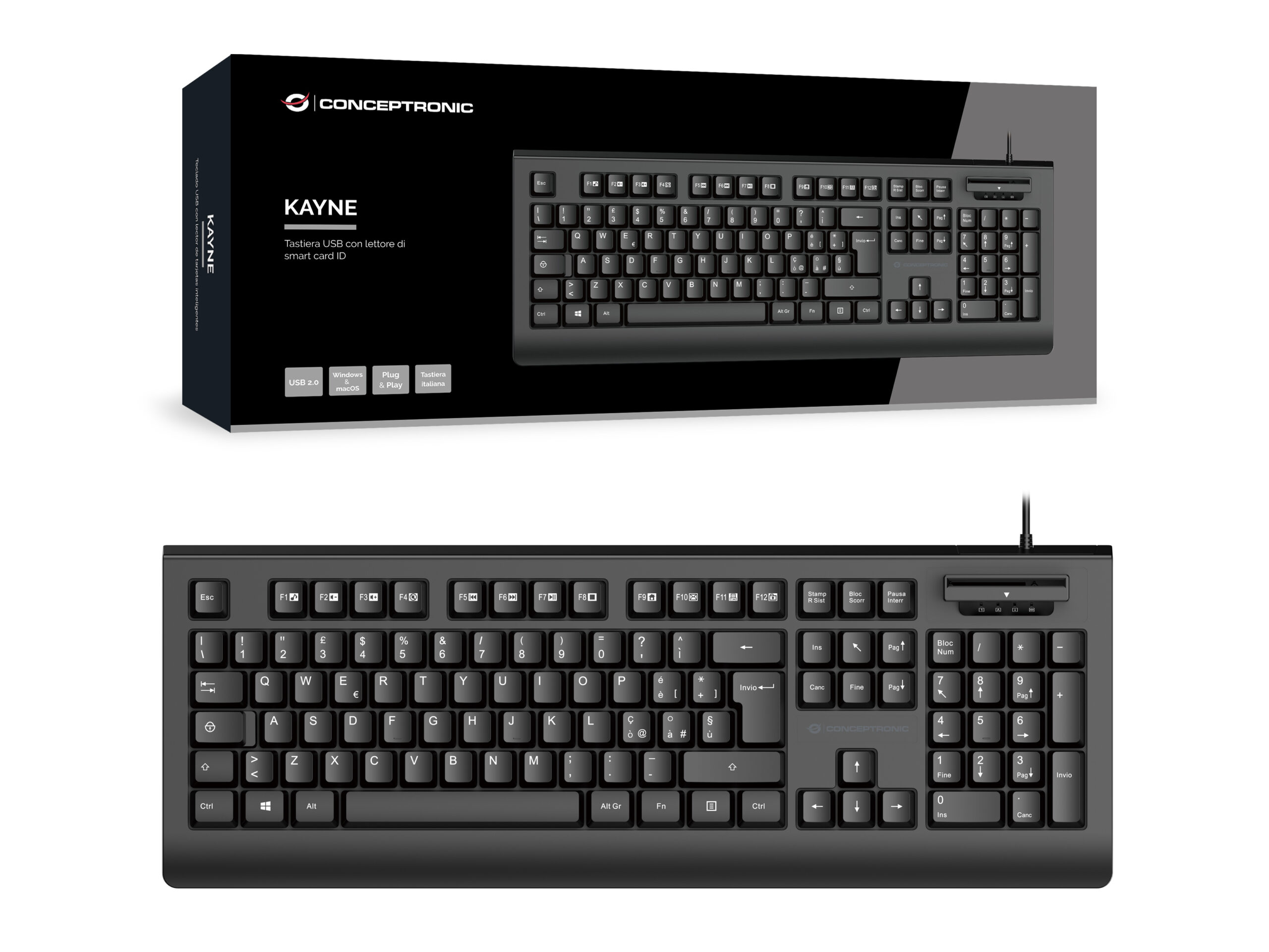 Conceptronic KAYNE01IT toetsenbord Kantoor USB QWERTY Italiaans Zwart - Afbeelding 5