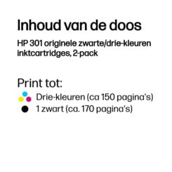 HP 301 originele zwarte/drie-kleuren inktcartridges, 2-pack - Afbeelding 4