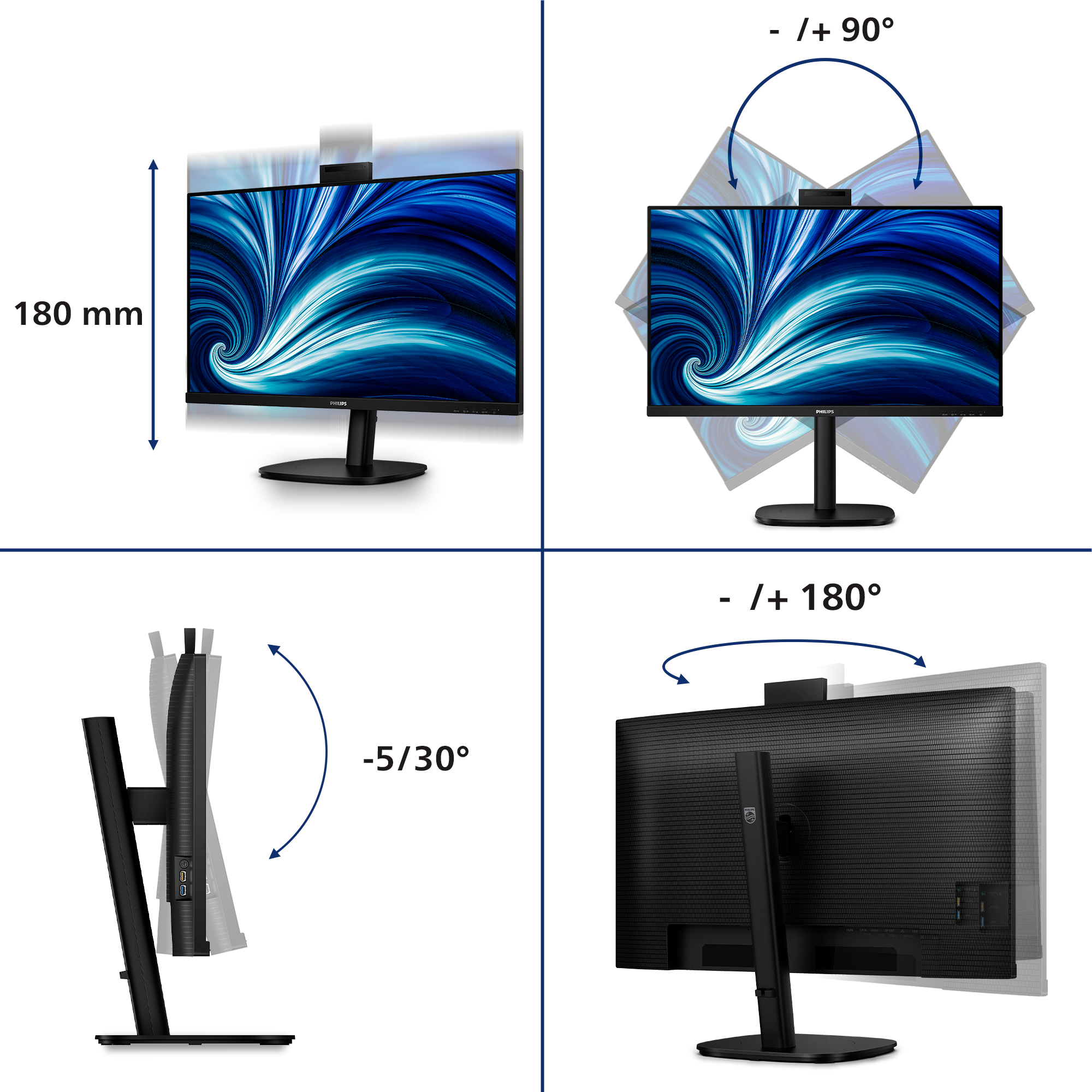 Philips 3000 series 32B2U3601H/00 computer monitor 80 cm (31.5") 2560 x 1440 Pixels Quad HD LCD Zwart - Afbeelding 5
